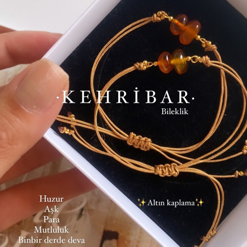 Doğal Kehribar Taş Bileklik