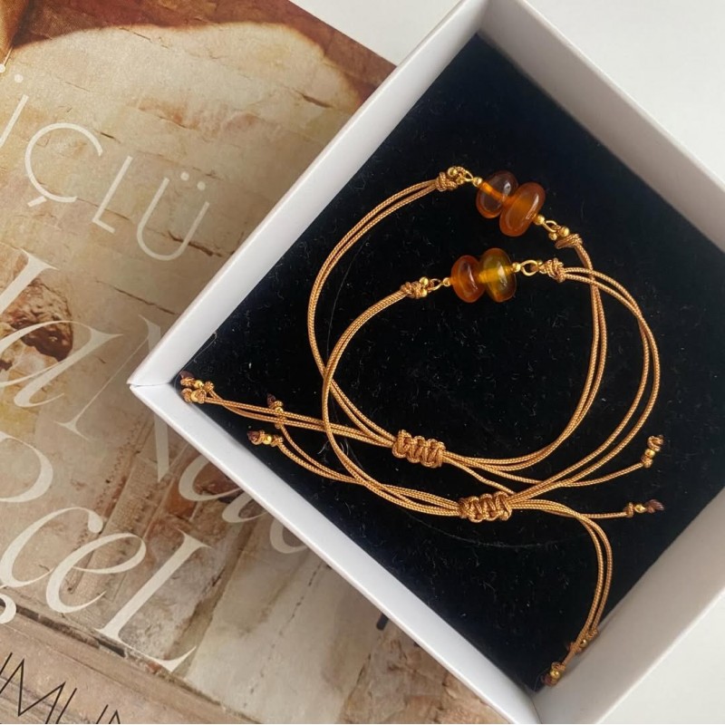 Doğal Kehribar Taş Bileklik