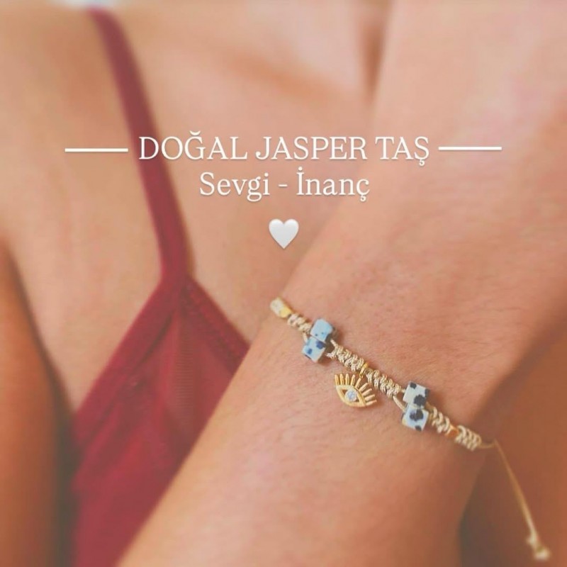 Doğal Jasper Taş Göz Bileklik